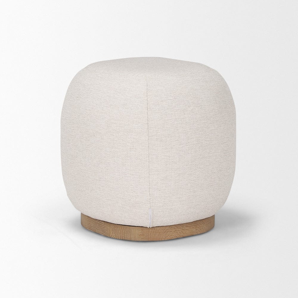 Mercana - Siren Cream Fabric w/ Light Brown Wood Round Accent Stool - 70812 view 3