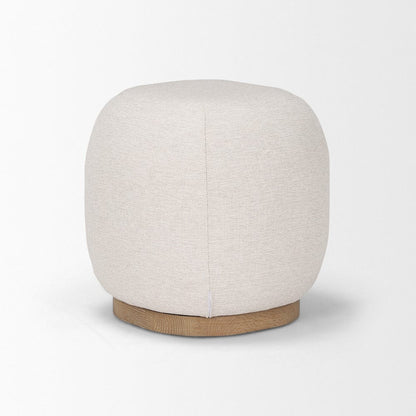 Mercana - Siren Cream Fabric w/ Light Brown Wood Round Accent Stool - 70812 view 3