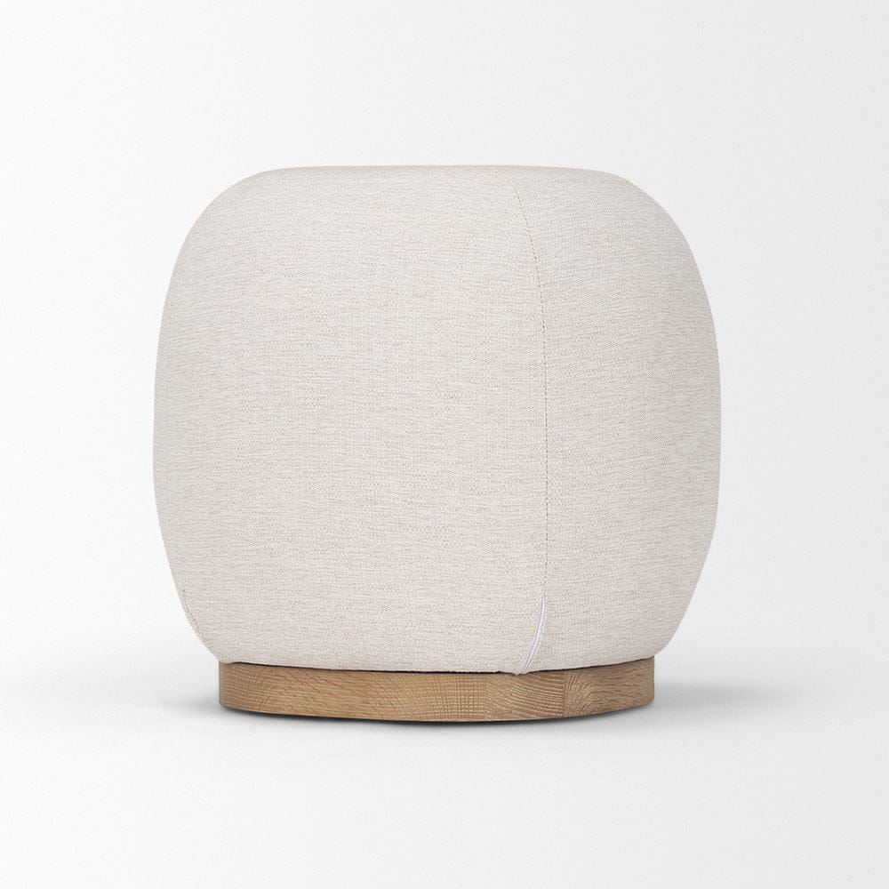 Mercana - Siren Cream Fabric w/ Light Brown Wood Round Accent Stool - 70812 view 4