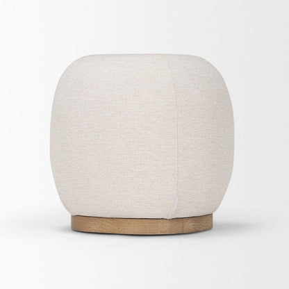 Mercana - Siren Cream Fabric w/ Light Brown Wood Round Accent Stool - 70812 view 4