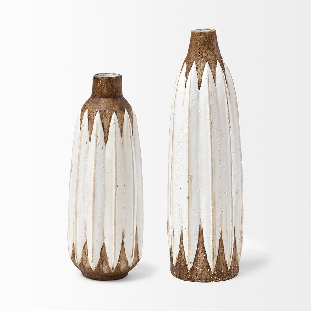 Mercana - Sisko I Short Rustic Brown White Ceramic Vase - 68613 view 2