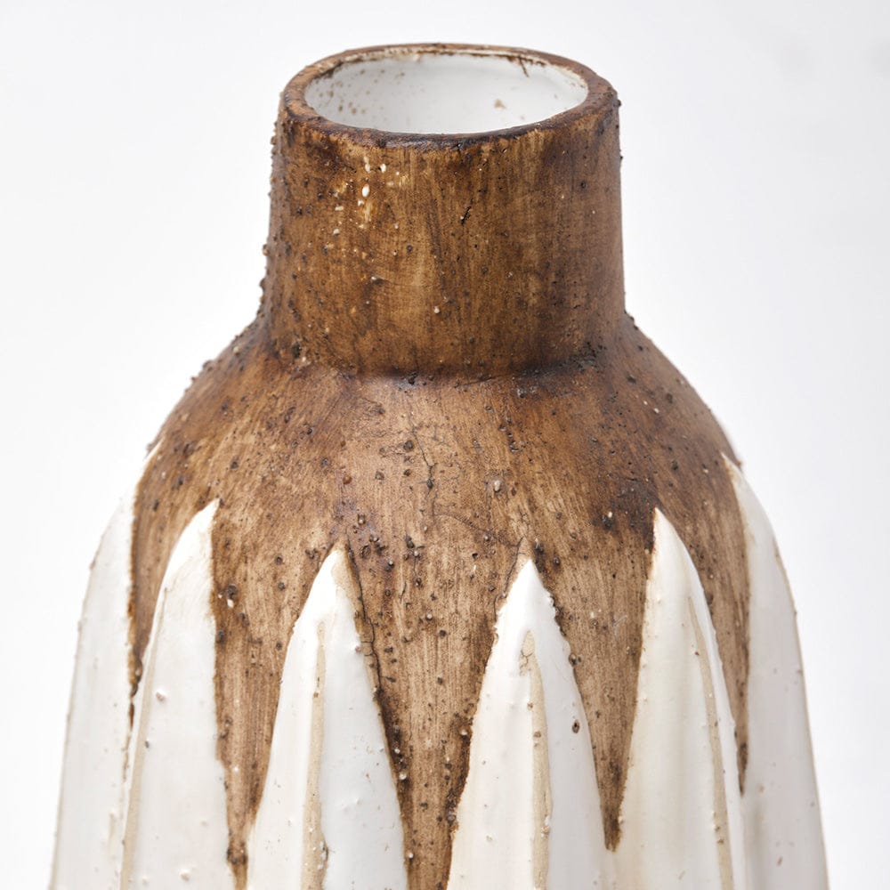 Mercana - Sisko I Short Rustic Brown White Ceramic Vase - 68613 view 6