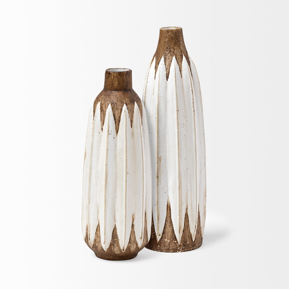 Mercana - Sisko II Tall Rustic Brown White Ceramic Vase - 68614 view 3