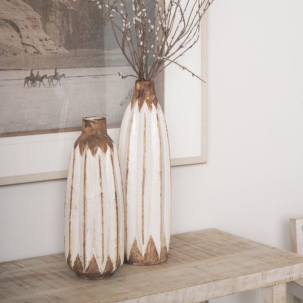 Mercana - Sisko II Tall Rustic Brown White Ceramic Vase - 68614 view 5