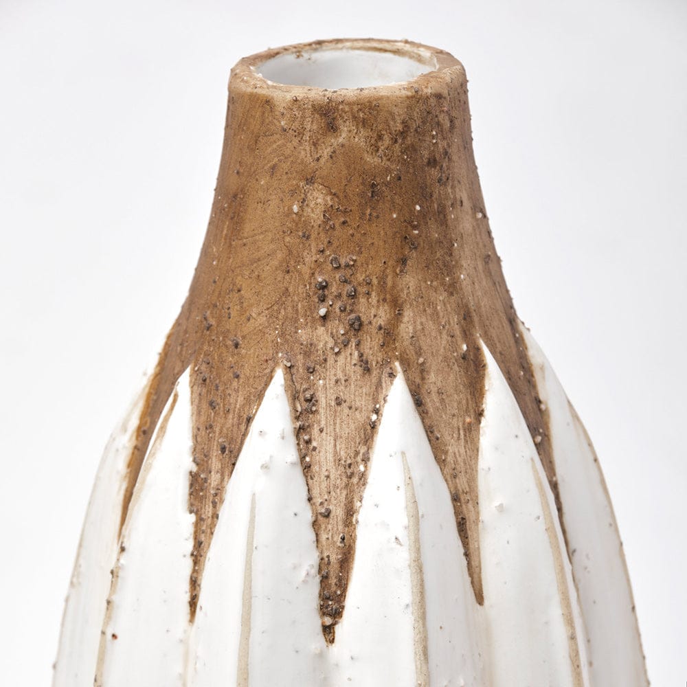 Mercana - Sisko II Tall Rustic Brown White Ceramic Vase - 68614 view 6