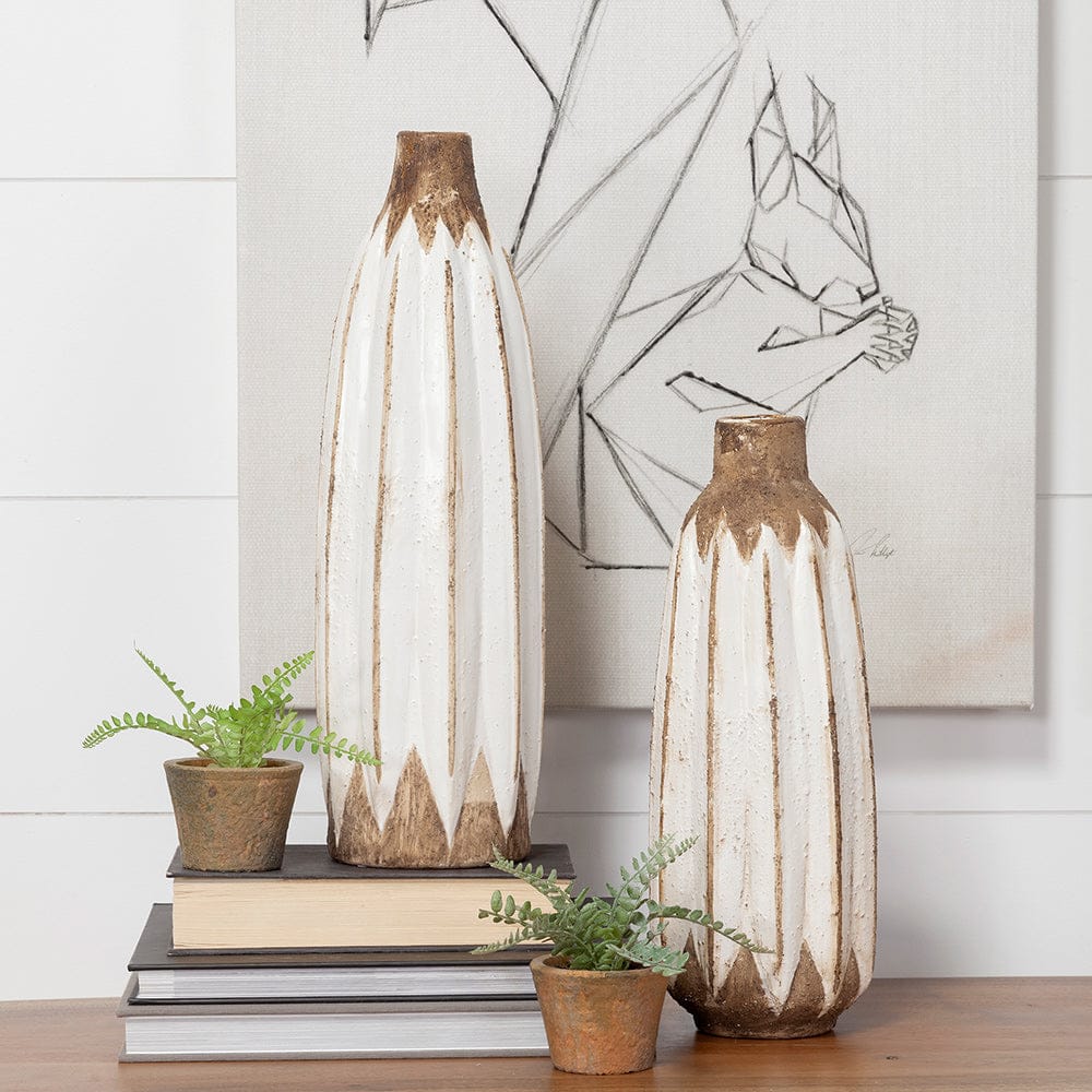Mercana - Sisko II Tall Rustic Brown White Ceramic Vase - 68614 view 9