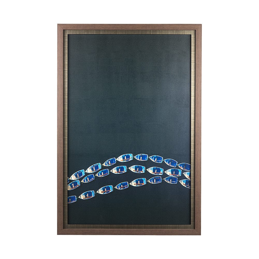 Mercana - Sitting Boats by Mercana Studio a Hand Embellished Textured Framed Art Print Matted under Glass - 13926 view 1