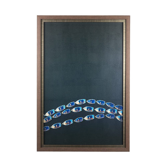 Mercana - Sitting Boats by Mercana Studio a Hand Embellished Textured Framed Art Print Matted under Glass - 13926 view 1