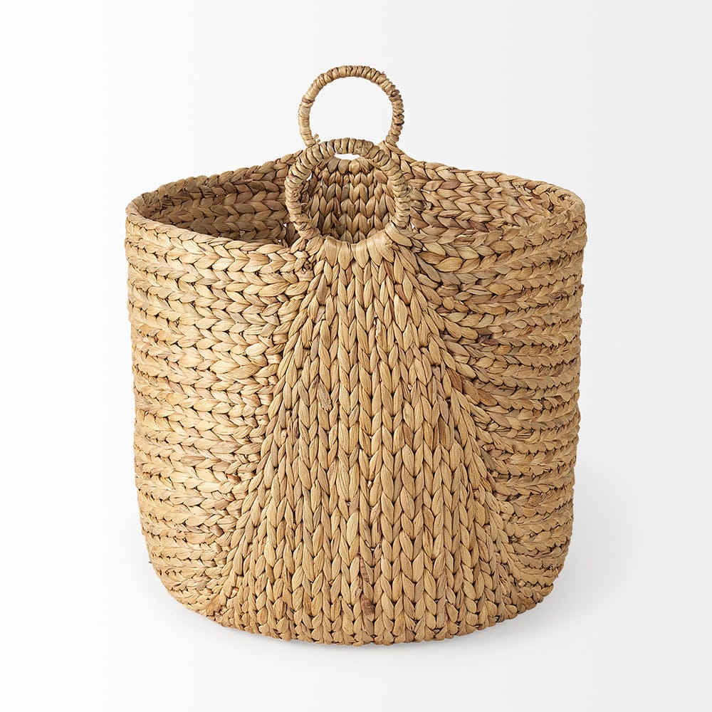 Mercana - Sivan 19.7L x 19.7W x 23.6H Light Brown Water Hyacinth Round Basket W/ Handles (Set of 3) - 69582 view 3