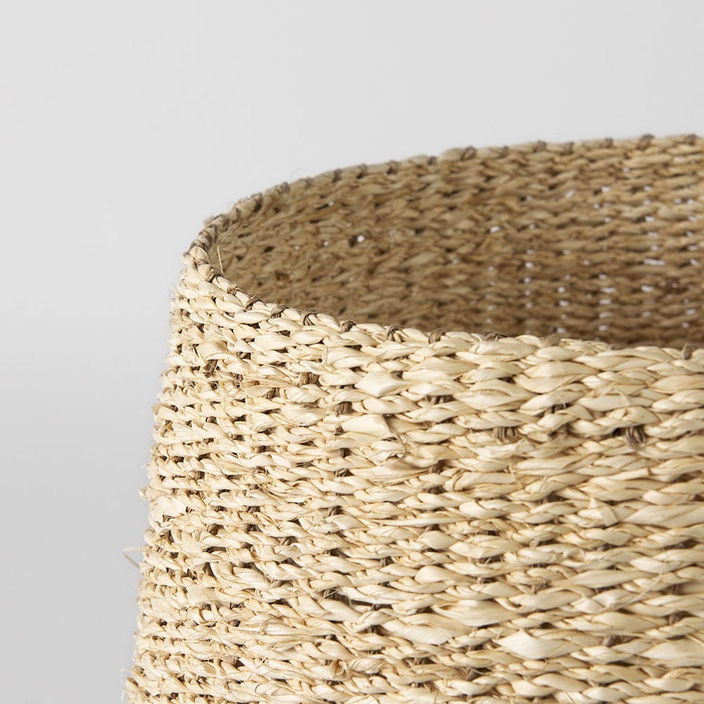 Mercana - Sivannah 19.7L x 19.7W x 23.6H Light Brown and Medium Brown Striped Seagrass Round Basket (Set of 3) - 69599 view 4