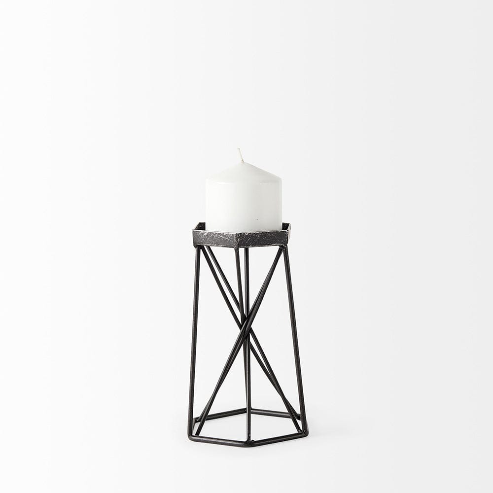 Mercana - Sixx I Small Antiqued Metal Hexagonal Table Candle Holder - 67886 view 2