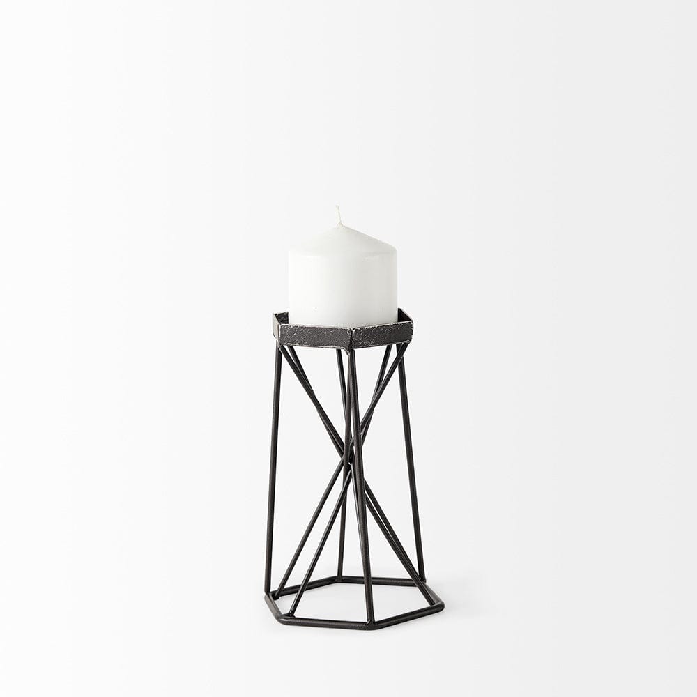 Mercana - Sixx I Small Antiqued Metal Hexagonal Table Candle Holder - 67886 view 3