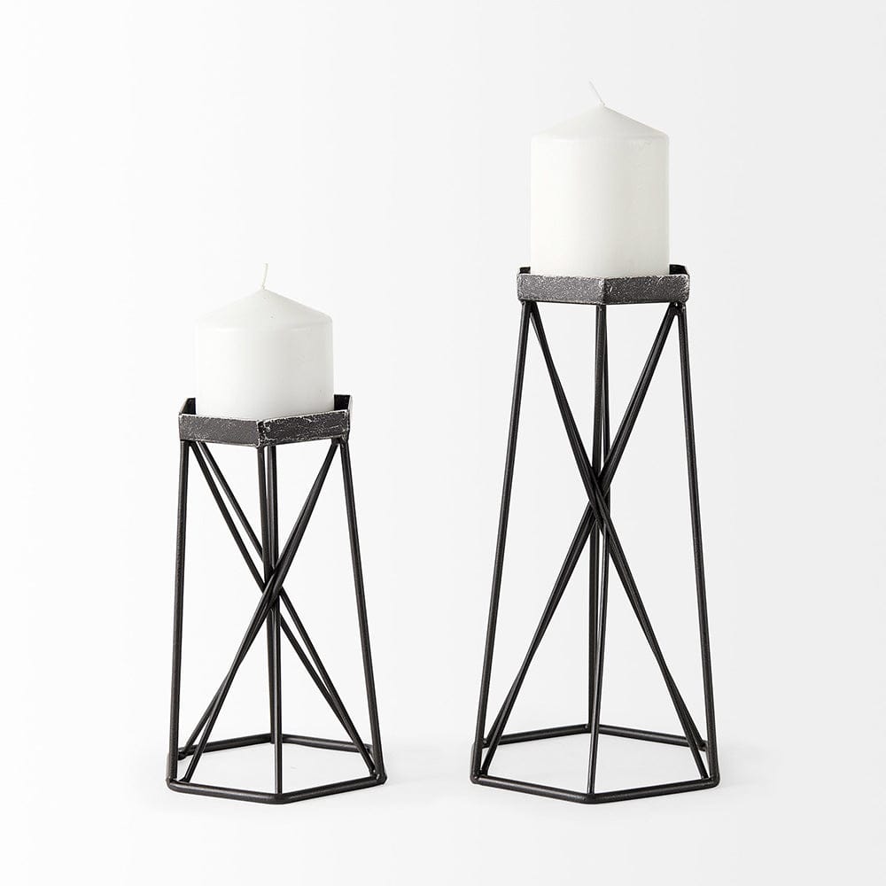Mercana - Sixx I Small Antiqued Metal Hexagonal Table Candle Holder - 67886 view 5