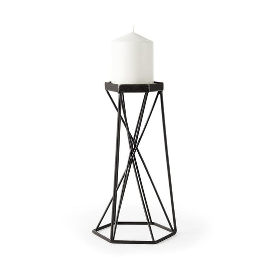 Mercana - Sixx II Large Antiqued Metal Hexagonal Table Candle Holder - 67887_CLOSEOUT view 1