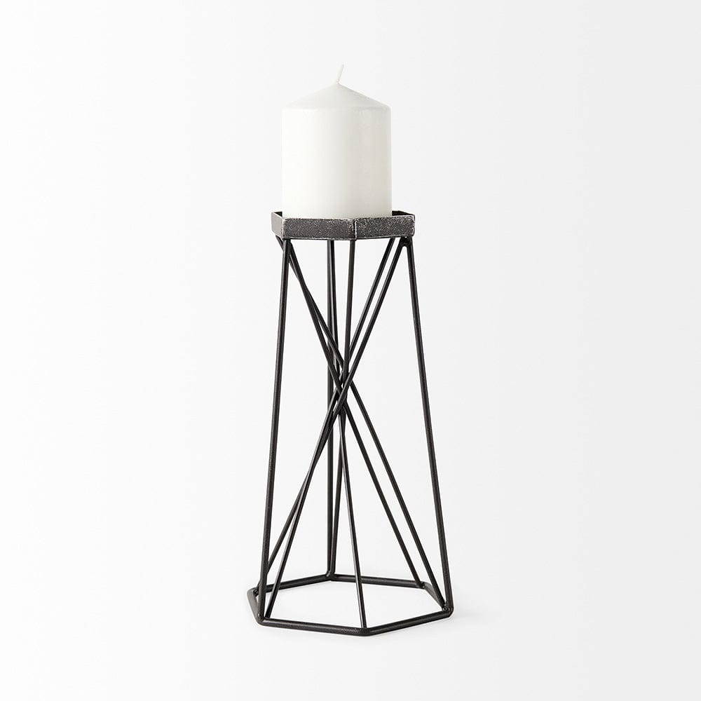 Mercana - Sixx II Large Antiqued Metal Hexagonal Table Candle Holder - 67887_CLOSEOUT view 2
