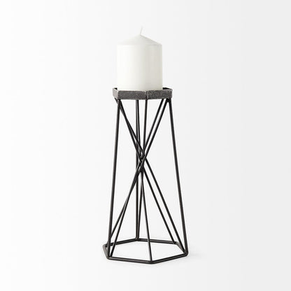 Mercana - Sixx II Large Antiqued Metal Hexagonal Table Candle Holder - 67887_CLOSEOUT view 2