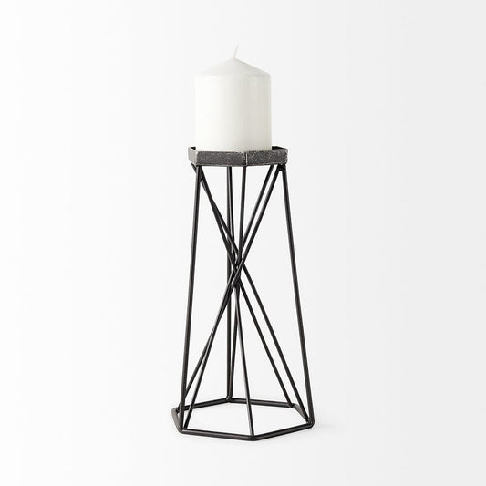 Mercana - Sixx II Large Antiqued Metal Hexagonal Table Candle Holder - 67887_CLOSEOUT view 2