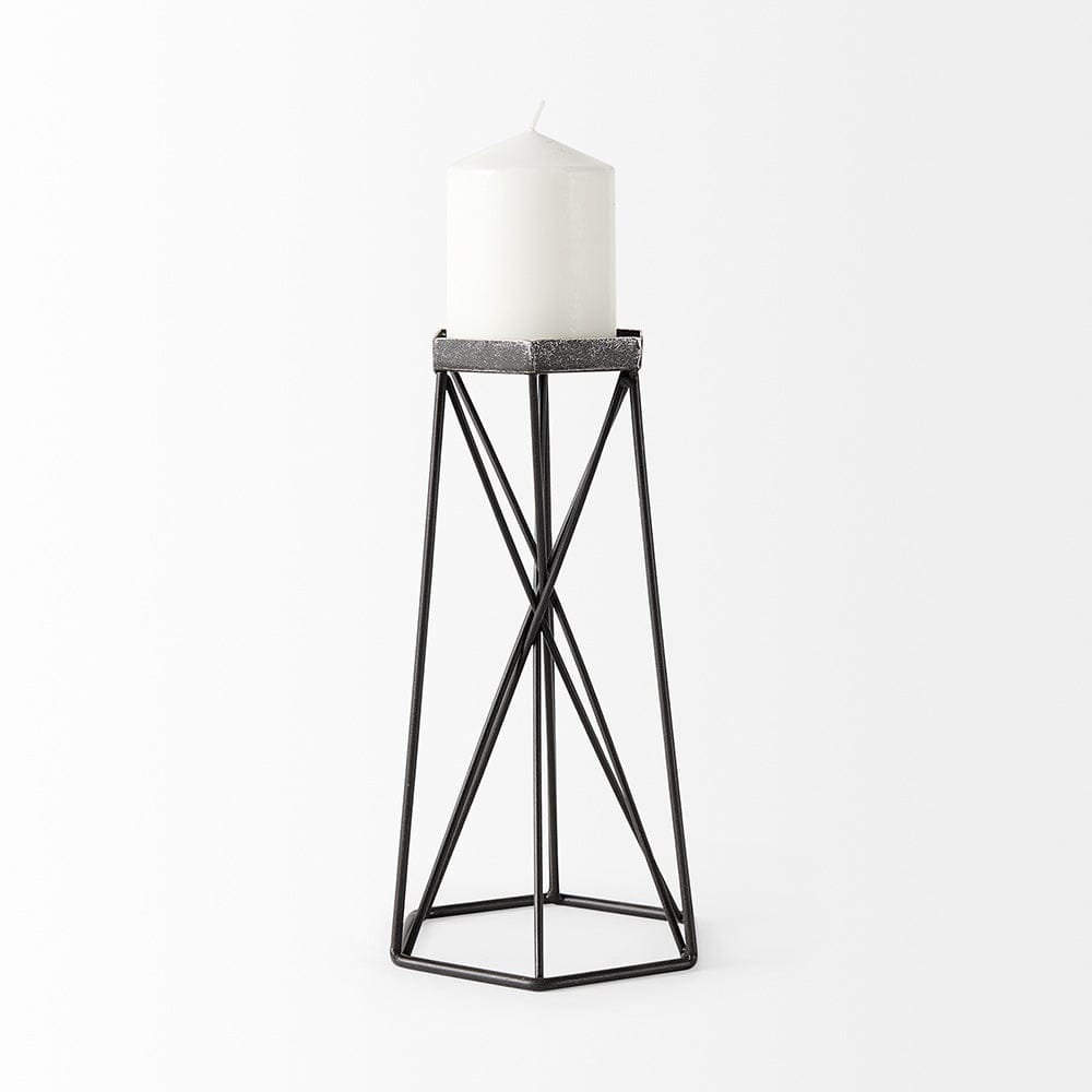 Mercana - Sixx II Large Antiqued Metal Hexagonal Table Candle Holder - 67887_CLOSEOUT view 3