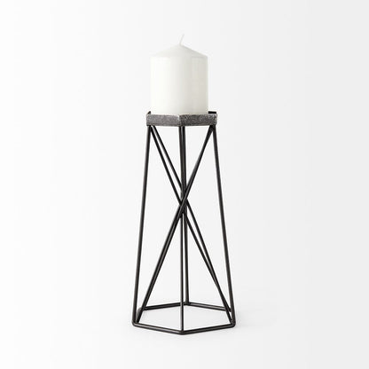 Mercana - Sixx II Large Antiqued Metal Hexagonal Table Candle Holder - 67887_CLOSEOUT view 3