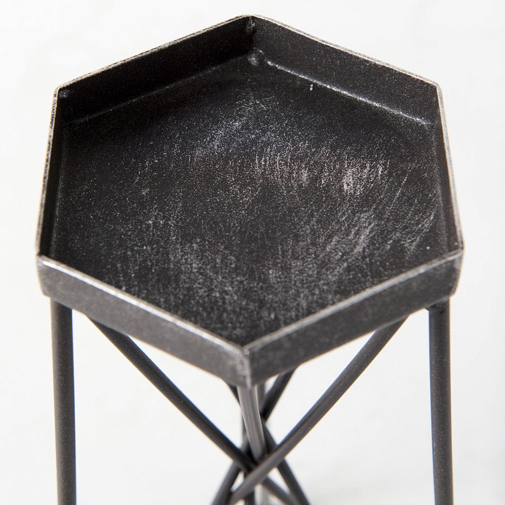 Mercana - Sixx II Large Antiqued Metal Hexagonal Table Candle Holder - 67887_CLOSEOUT view 7