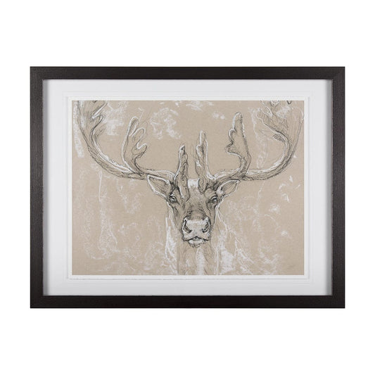 Mercana - Sketch of animal II Caribou by Mercana Studio Hand Embellished Framed Art Print Matted under Glass - 14481 view 1