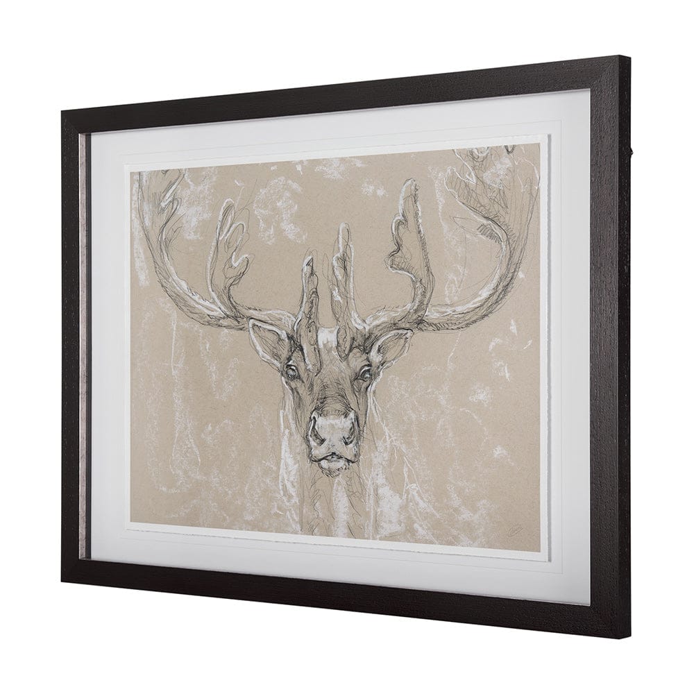 Mercana - Sketch of animal II Caribou by Mercana Studio Hand Embellished Framed Art Print Matted under Glass - 14481 view 2