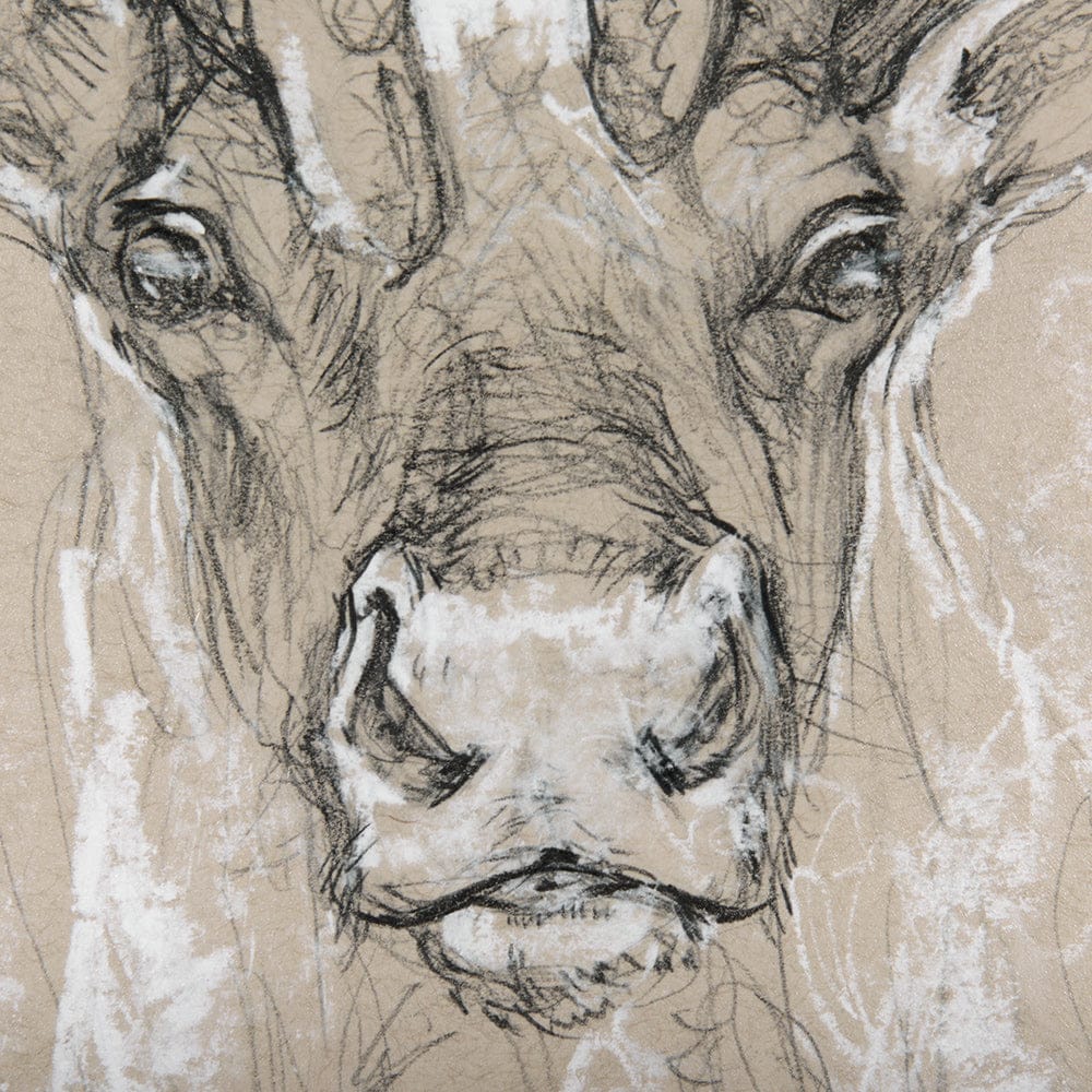 Mercana - Sketch of animal II Caribou by Mercana Studio Hand Embellished Framed Art Print Matted under Glass - 14481 view 6