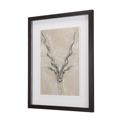 Mercana - Sketch of Animal III Antelope Mercana Studio Hand Embellished Framed Art Print Matted under Glass - 14475 view 2