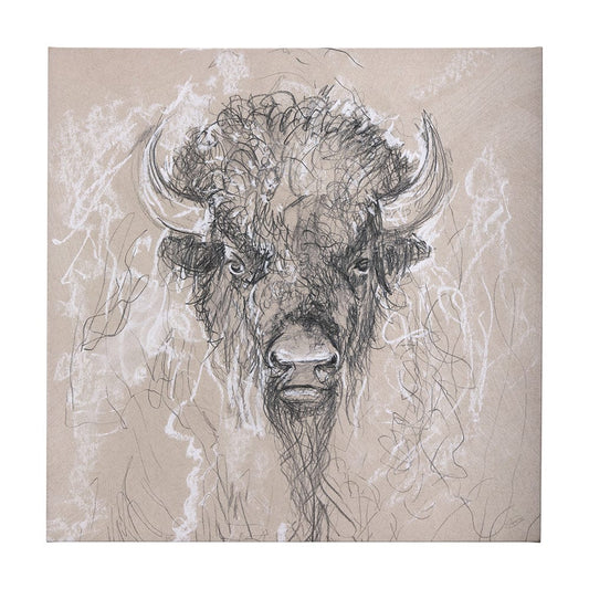 Mercana - Sketch of animal IX Bison by Mercana Studio a Hand Embellished Textured Canvas - 102358-L view 1