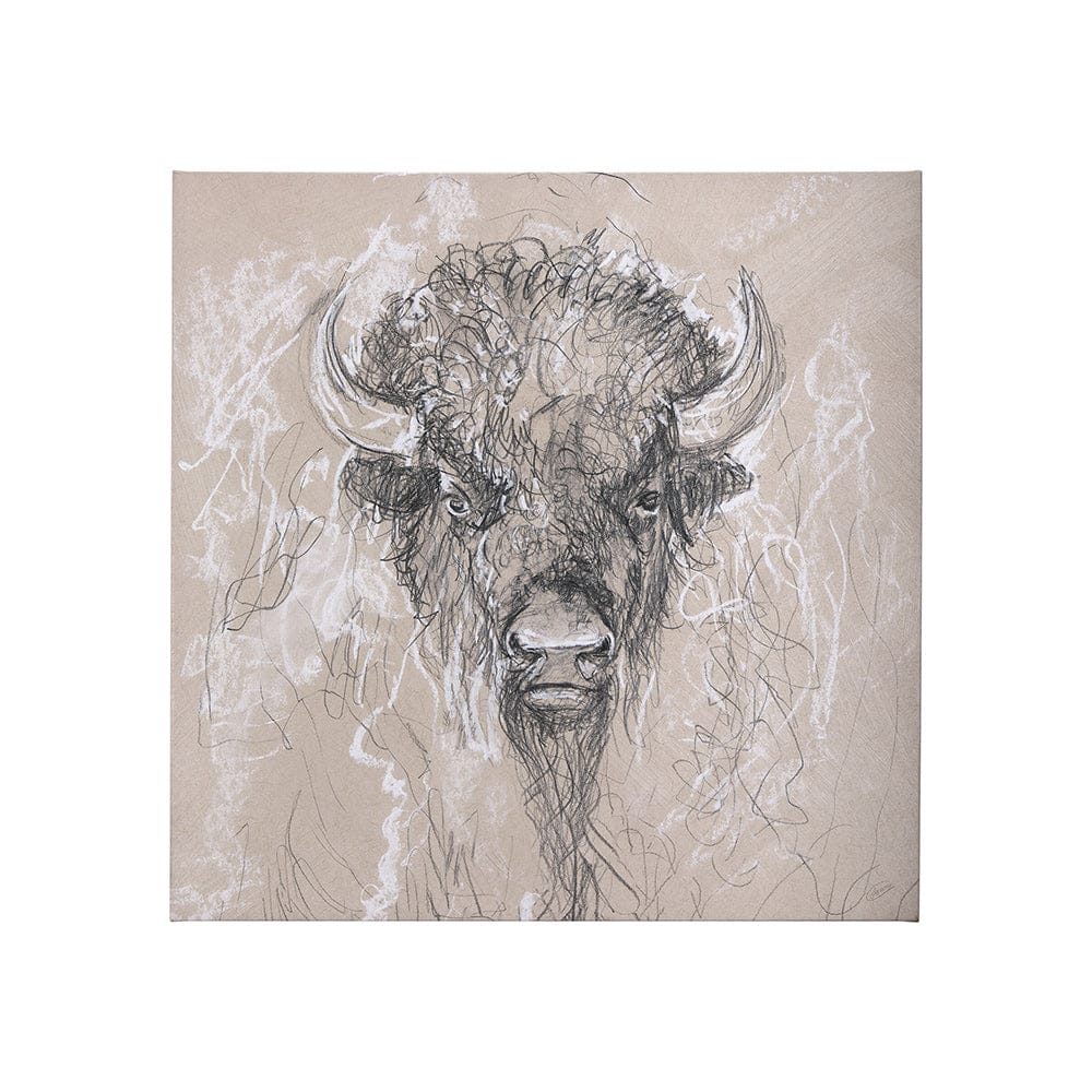 Mercana - Sketch of animal IX Bison by Mercana Studio a Hand Embellished Textured Canvas - 102358-S view 1