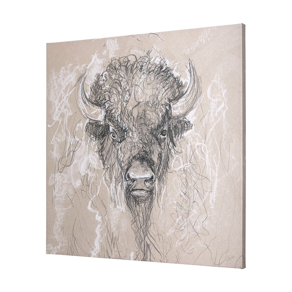 Mercana - Sketch of animal IX Bison by Mercana Studio a Hand Embellished Textured Canvas - 102358-S view 2
