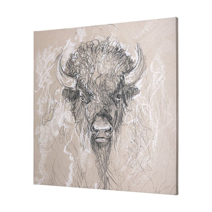 Mercana - Sketch of animal IX Bison by Mercana Studio a Hand Embellished Textured Canvas - 102358-S view 2