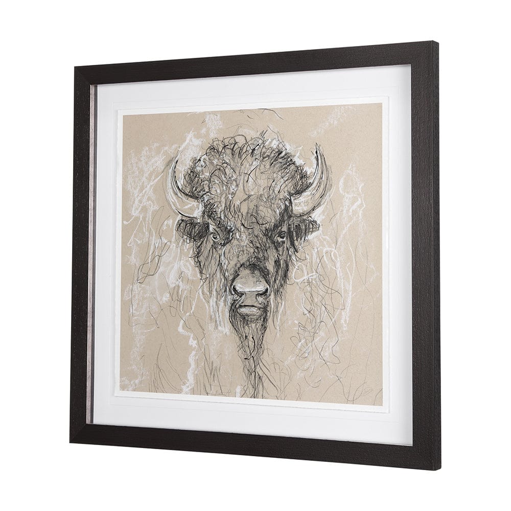 Mercana - Sketch of Animal IX Bison by Mercana Studio Hand Embellished Framed Art Print Matted under Glass - 14487 view 2