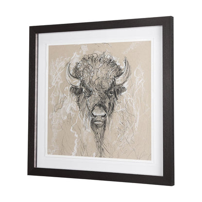 Mercana - Sketch of Animal IX Bison by Mercana Studio Hand Embellished Framed Art Print Matted under Glass - 14487 view 2
