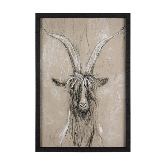 Mercana - Sketch of Animal V Goat by Mercana Studio Hand Embellished Framed Art Print Matted under Glass - 14472 view 1