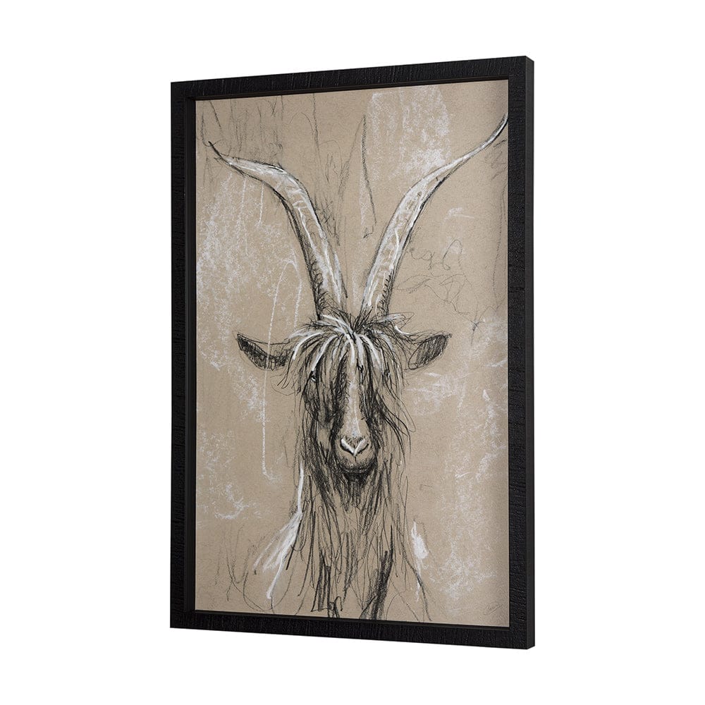 Mercana - Sketch of Animal V Goat by Mercana Studio Hand Embellished Framed Art Print Matted under Glass - 14472 view 2