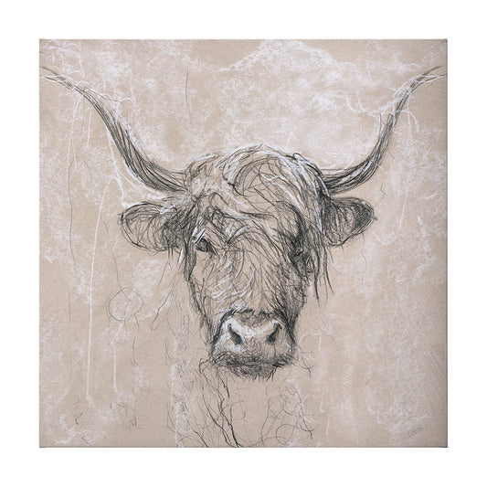 Mercana - Sketch of animal VIII Highland bull by Mercana Studio a Hand Embellished Textured Canvas - 102357-L view 1