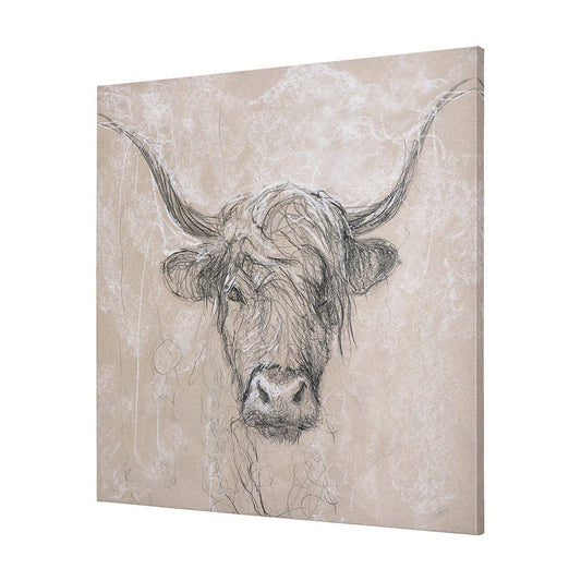 Mercana - Sketch of animal VIII Highland bull by Mercana Studio a Hand Embellished Textured Canvas - 102357-L view 2