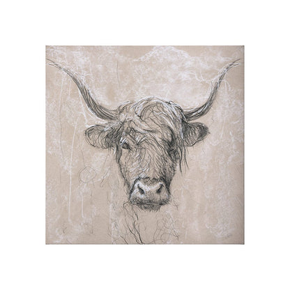 Mercana - Sketch of animal VIII Highland bull by Mercana Studio a Hand Embellished Textured Canvas - 102357-S view 1