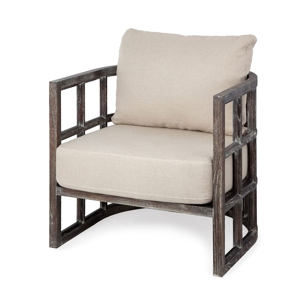Mercana - Skylar I Cream Fabric Covered Cushioned Demi-Lune Wooden Frame Accent Chair - 67514 view 1