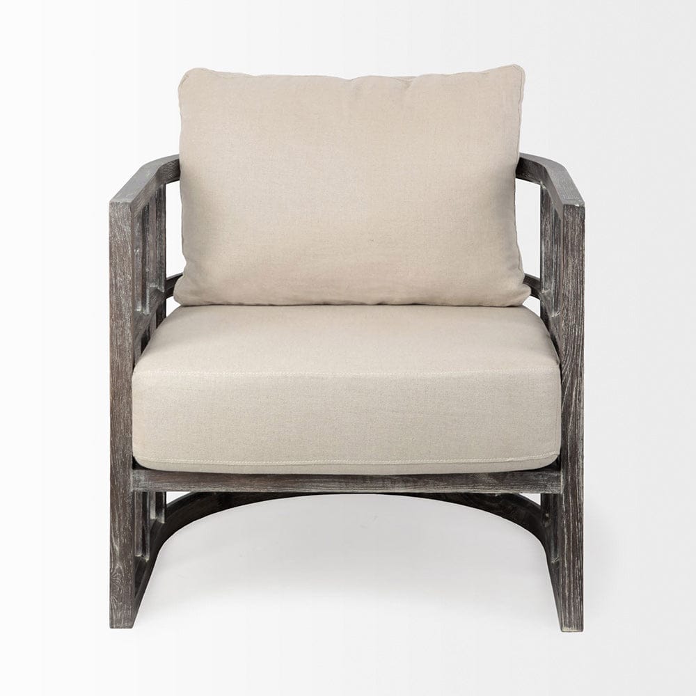 Mercana - Skylar I Cream Fabric Covered Cushioned Demi-Lune Wooden Frame Accent Chair - 67514 view 3