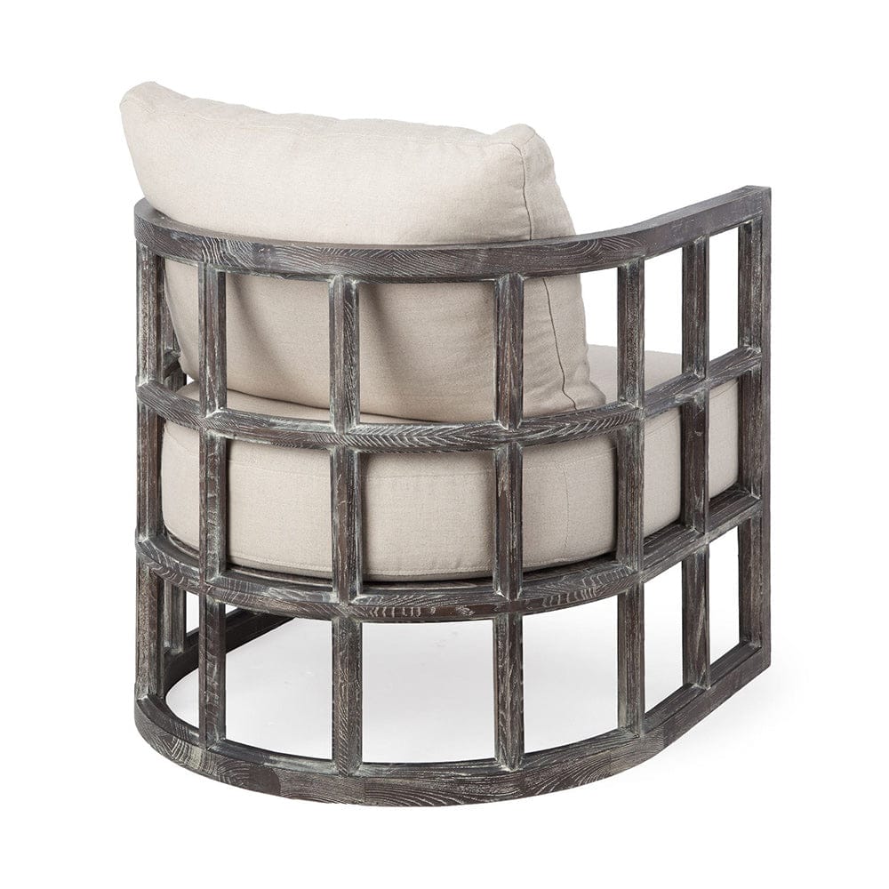 Mercana - Skylar I Cream Fabric Covered Cushioned Demi-Lune Wooden Frame Accent Chair - 67514 view 6