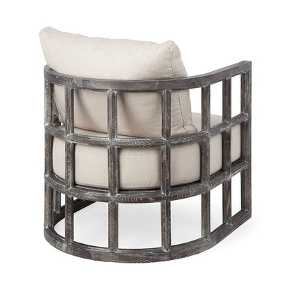 Mercana - Skylar I Cream Fabric Covered Cushioned Demi-Lune Wooden Frame Accent Chair - 67514 view 6