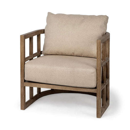 Mercana - Skylar II Tan Fabric Covered Cushioned Demi-Lune Wooden Frame Accent Chair - 67515 view 1