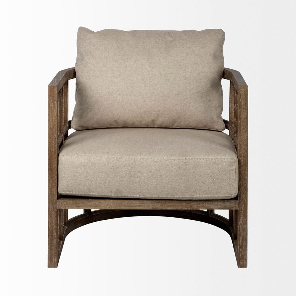 Mercana - Skylar II Tan Fabric Covered Cushioned Demi-Lune Wooden Frame Accent Chair - 67515 view 2