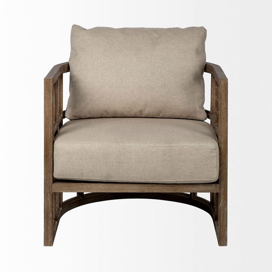Mercana - Skylar II Tan Fabric Covered Cushioned Demi-Lune Wooden Frame Accent Chair - 67515 view 2