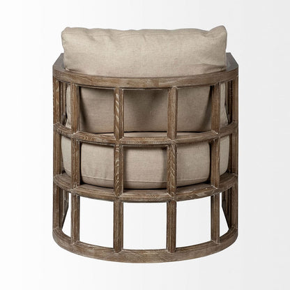 Mercana - Skylar II Tan Fabric Covered Cushioned Demi-Lune Wooden Frame Accent Chair - 67515 view 3