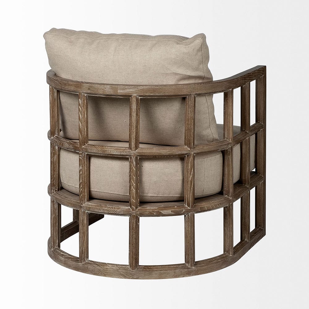 Mercana - Skylar II Tan Fabric Covered Cushioned Demi-Lune Wooden Frame Accent Chair - 67515 view 4