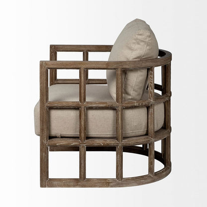 Mercana - Skylar II Tan Fabric Covered Cushioned Demi-Lune Wooden Frame Accent Chair - 67515 view 5