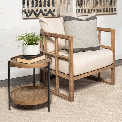 Mercana - Skylar II Tan Fabric Covered Cushioned Demi-Lune Wooden Frame Accent Chair - 67515 view 7